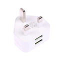 UK 3-Pin Dual USB Wall Charger Adapter