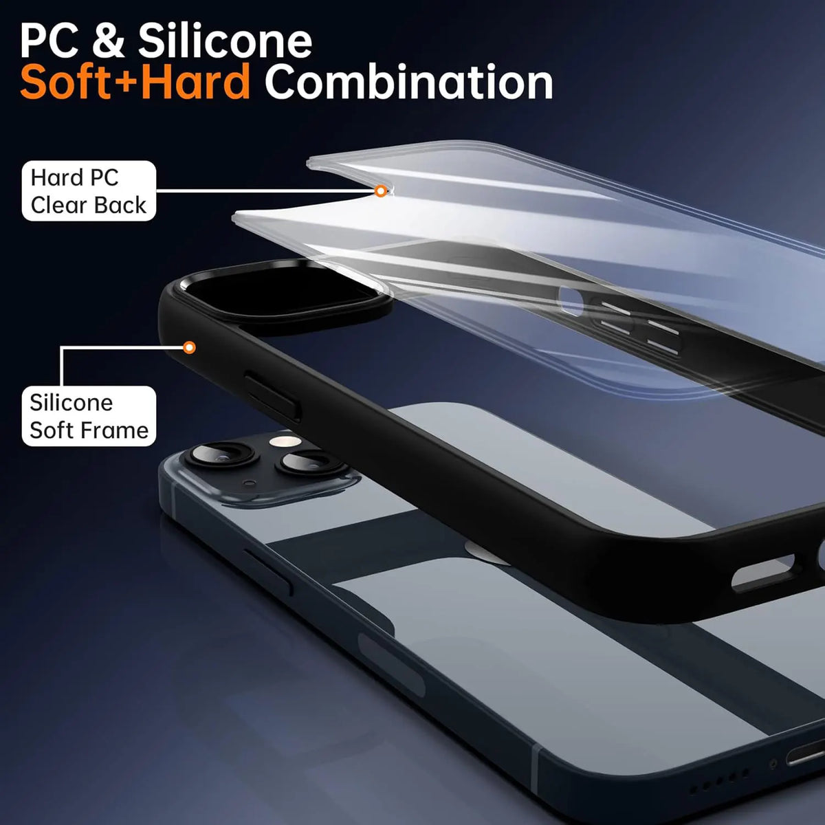 Colour Back Transparent Shockproof Phone Case