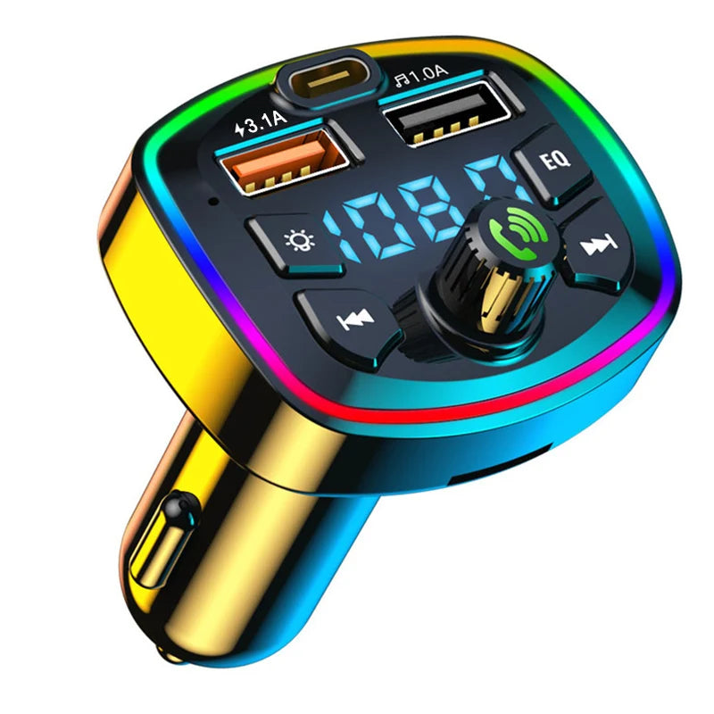 Bluetooth 5.0 FM Transmitter Car Adapter with Dual USB Charger