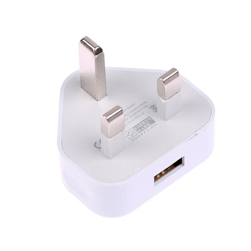 UK 3-Pin Dual USB Wall Charger Adapter