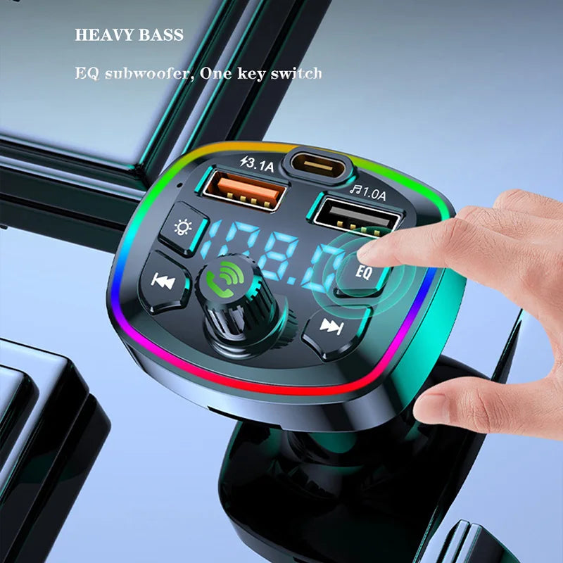Bluetooth 5.0 FM Transmitter Car Adapter with Dual USB Charger