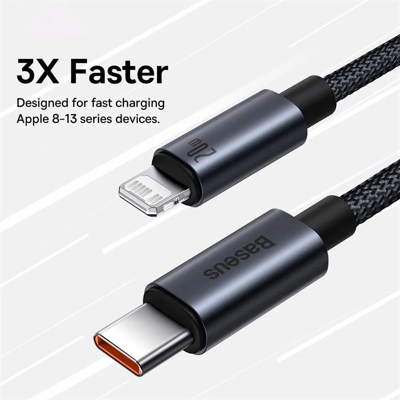 Baseus USB-C to Lightning Cable – 20W PD Fast Charging (iPhone 8–13)