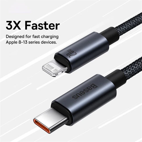 Baseus USB-C to Lightning Cable – 20W PD Fast Charging (iPhone 8–13)