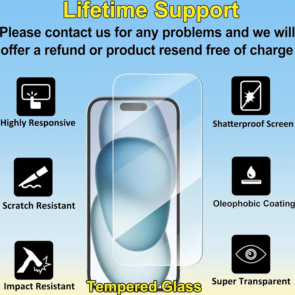 iPhone Tempered Glass Screen Protector (iPhone 11–18 Pro Max)