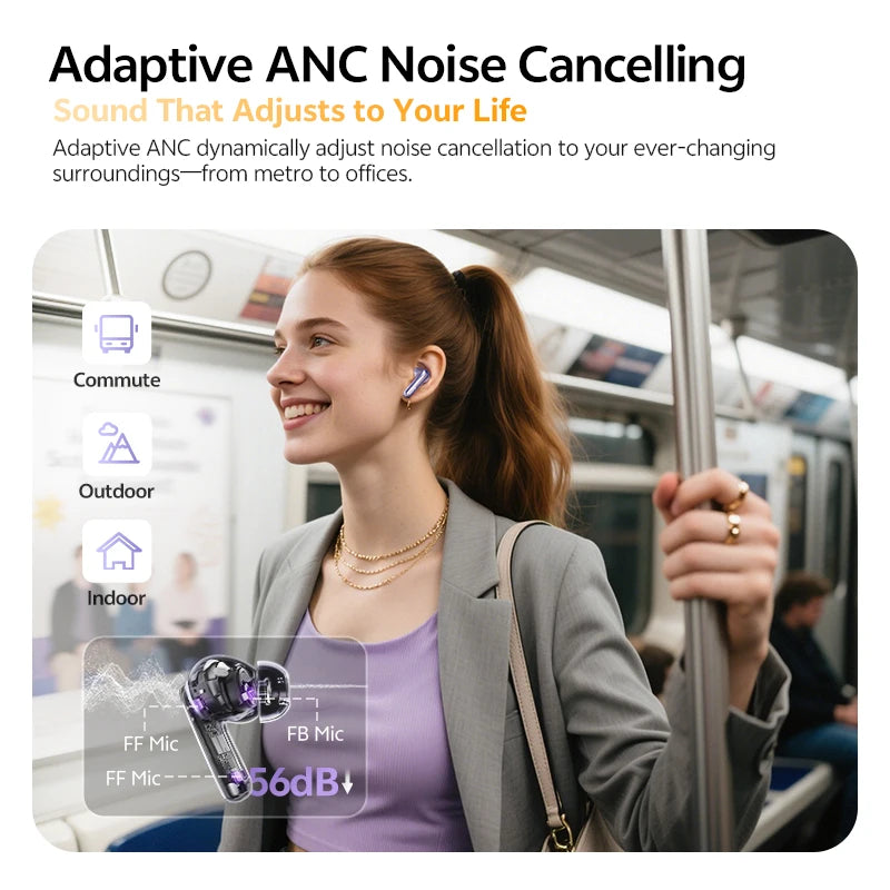 QCY MeloBuds N70 ANC Earbuds – Bluetooth 6.0, LDAC, 50H, IPX5
