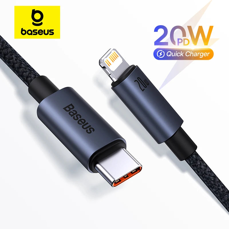 Baseus USB-C to Lightning Cable – 20W PD Fast Charging (iPhone 8–13)