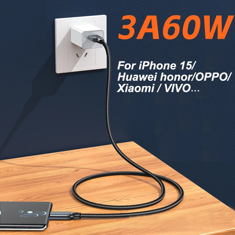 USB-A to USB-C Cable – 10Gbps, 60W Fast Charging (USB 3.2 Gen2)
