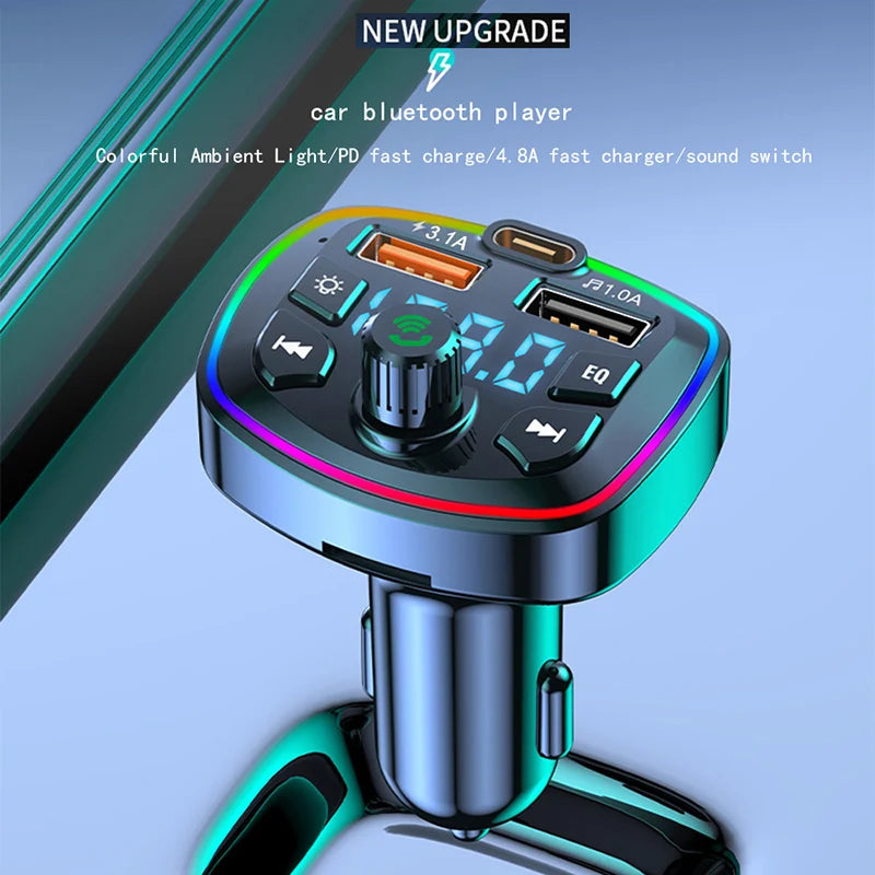 Bluetooth 5.0 FM Transmitter Car Adapter with Dual USB Charger